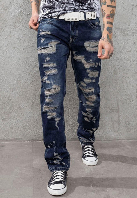 CD843 Ripped Detailed Loose Cut Design Men's Jean Trousers