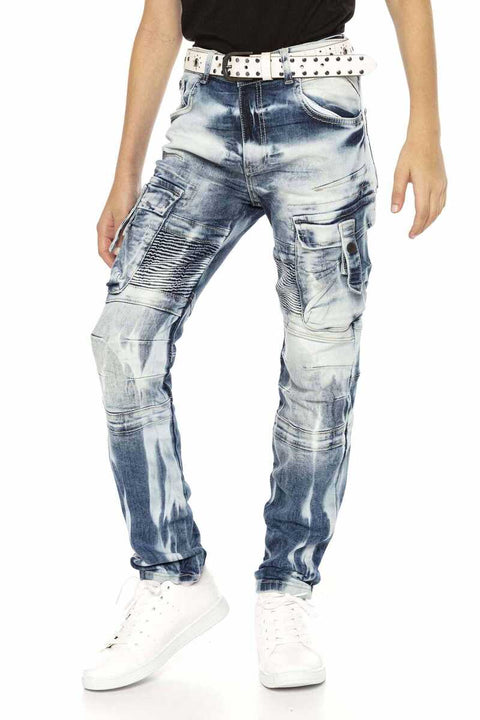 CDK103 Biker Style Cargo Pocket Boys' Jeans