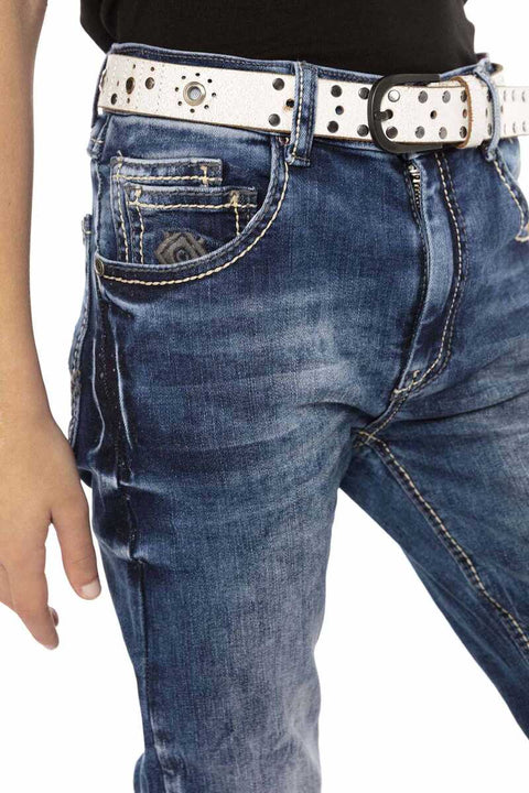 CDK104 Embroidered Basic Men's Jeans