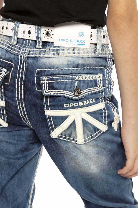 CDK108 Skull Buttoned Children's Jeans