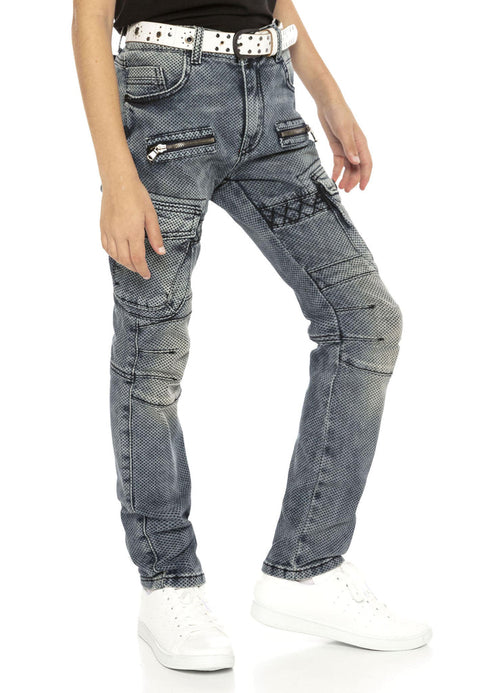 CDK111 Biker Style Cargo Pocket Children's Jeans