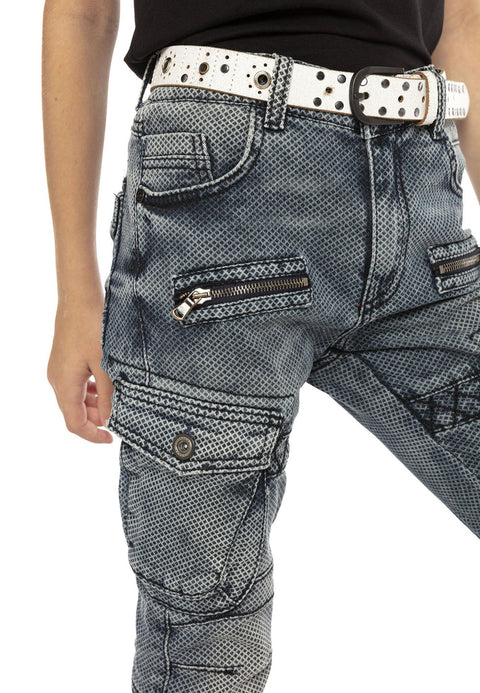 CDK111 Biker Style Cargo Pocket Children's Jeans