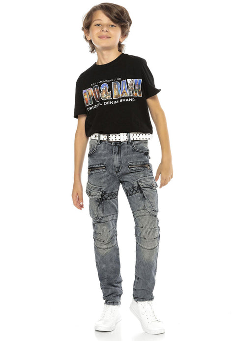 CDK111 Biker Style Cargo Pocket Children's Jeans