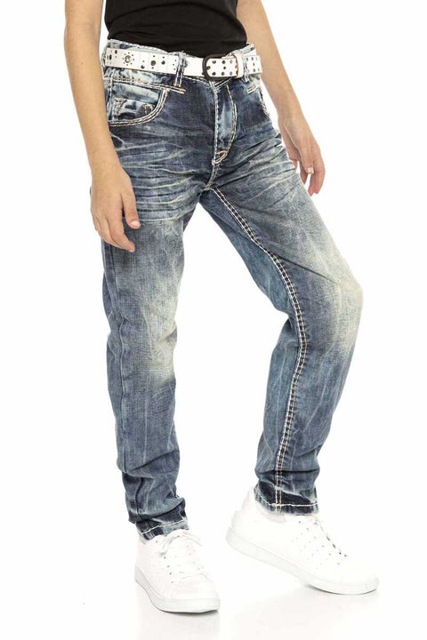 CDK112 Embroidered Vintage Style Boy's Jeans