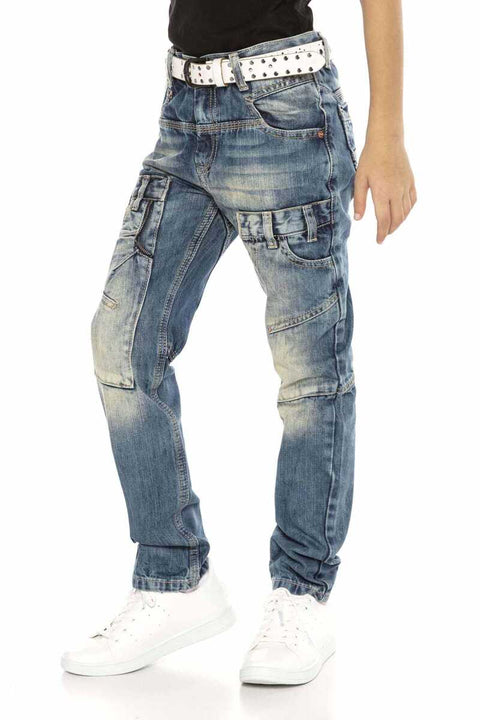 CDK114 Rapper Style Low Waist Kids Jeans