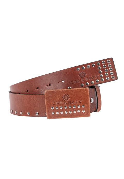 CG163 Flat Genuine Leather Belt with Metal Buckle