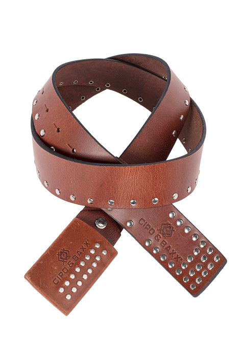 CG163 Flat Genuine Leather Belt with Metal Buckle