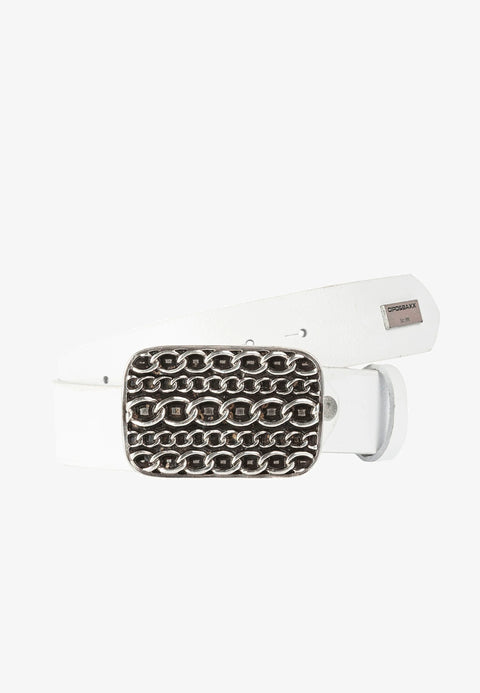 CG164 Leather Belt with Metal Chain Buckle