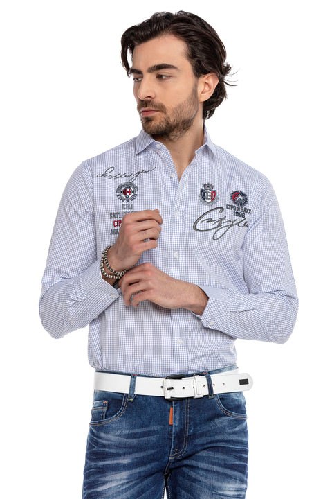 CH185 Embroidered Checkered Men's Shirt