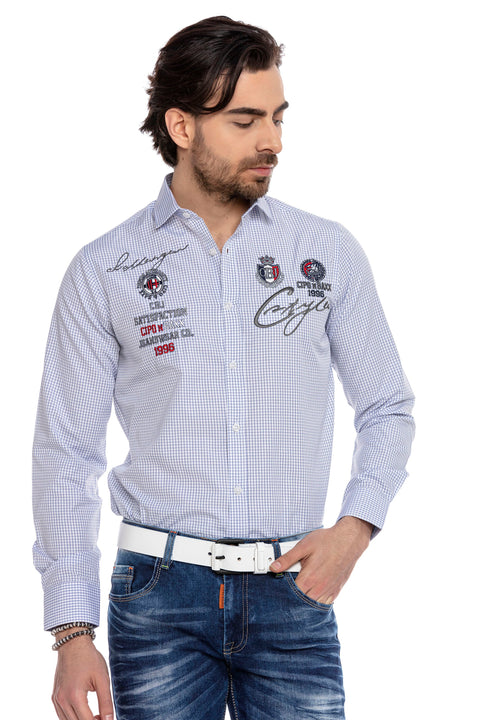 CH185 Embroidered Checkered Men's Shirt