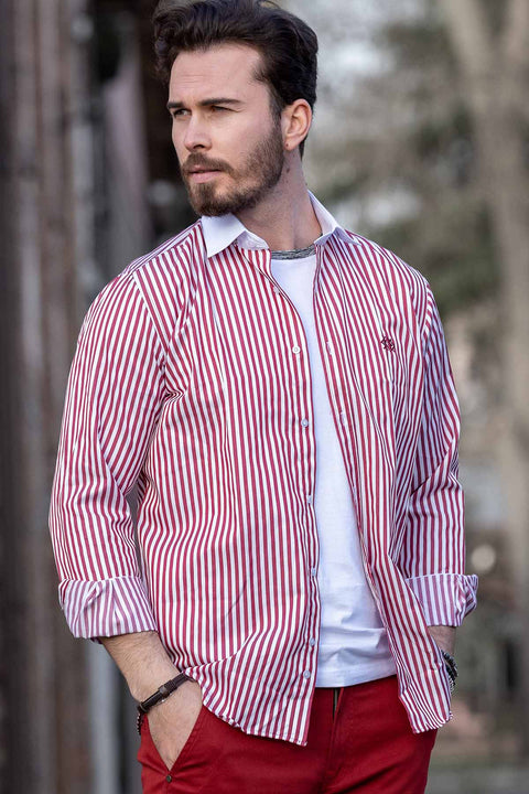 CH192 Cuff Collar Striped Shirt