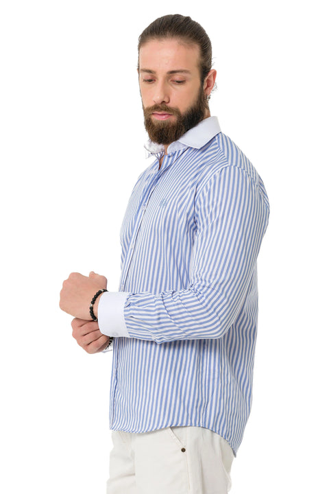CH192 Cuff Collar Striped Shirt