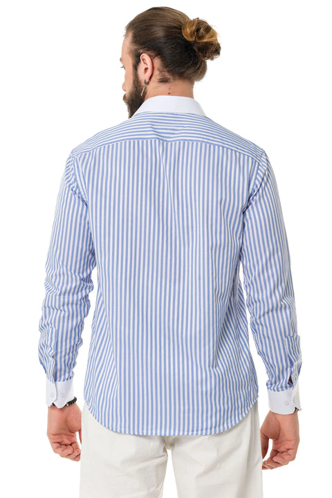 CH192 Cuff Collar Striped Shirt