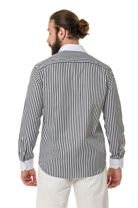 CH192 Cuff Collar Striped Shirt