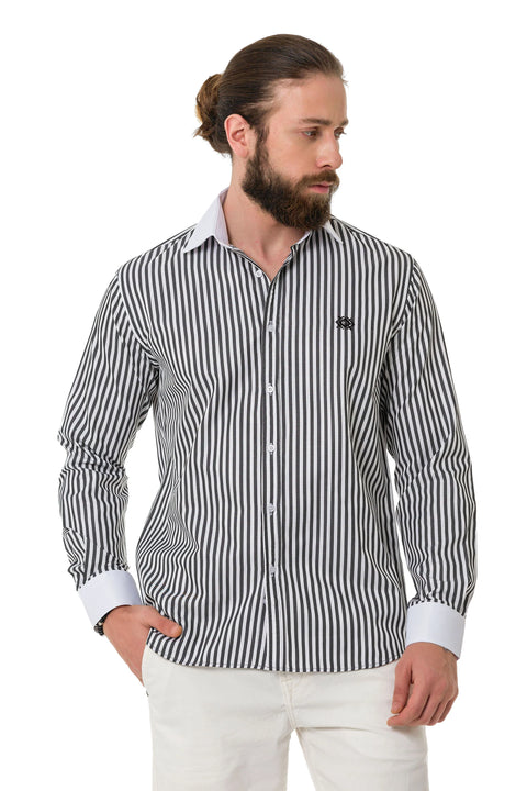 CH192 Cuff Collar Striped Shirt