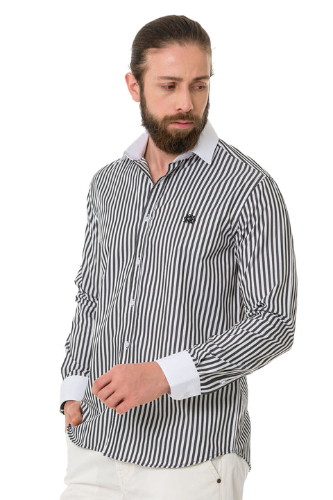 CH192 Cuff Collar Striped Shirt