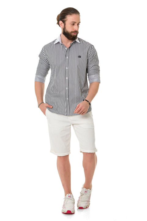 CH192 Cuff Collar Striped Shirt