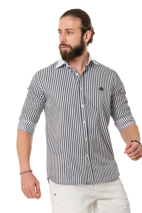 CH192 Cuff Collar Striped Shirt