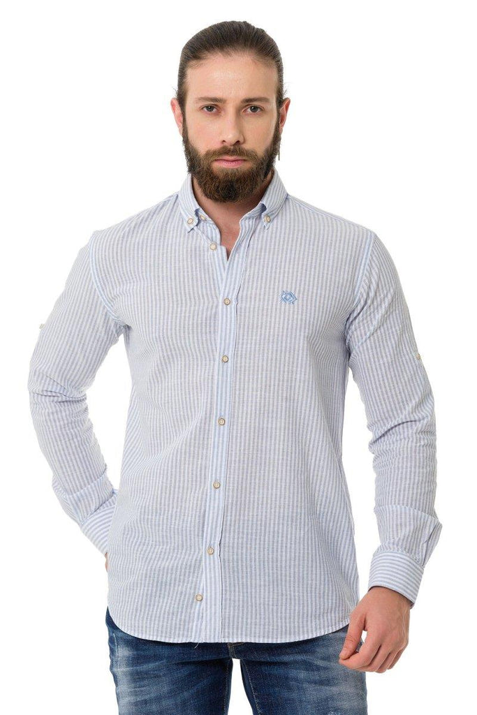 cipo & baxx CH194 Striped Linen Shirt BLACK