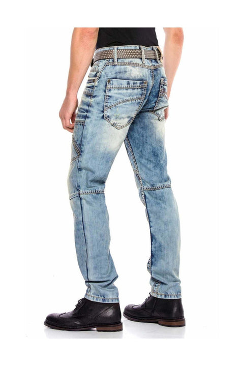 CD535 Open Men's Denim Jeans with Stitched Pockets