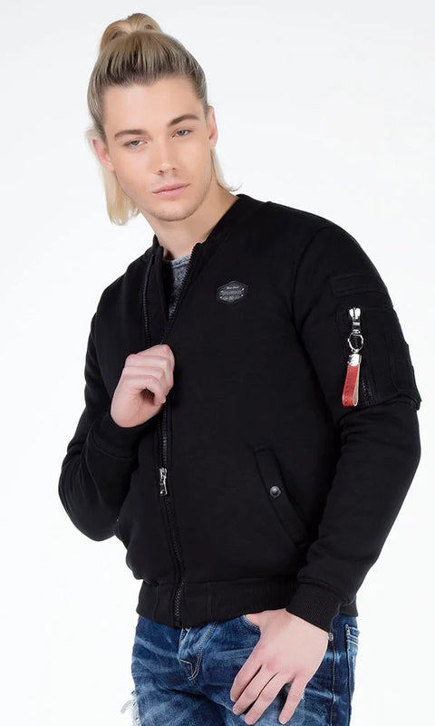 CJ151 College Collar Zippered Short Men's Coat