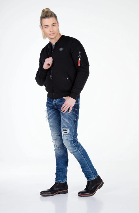 CJ151 College Collar Zippered Short Men's Coat