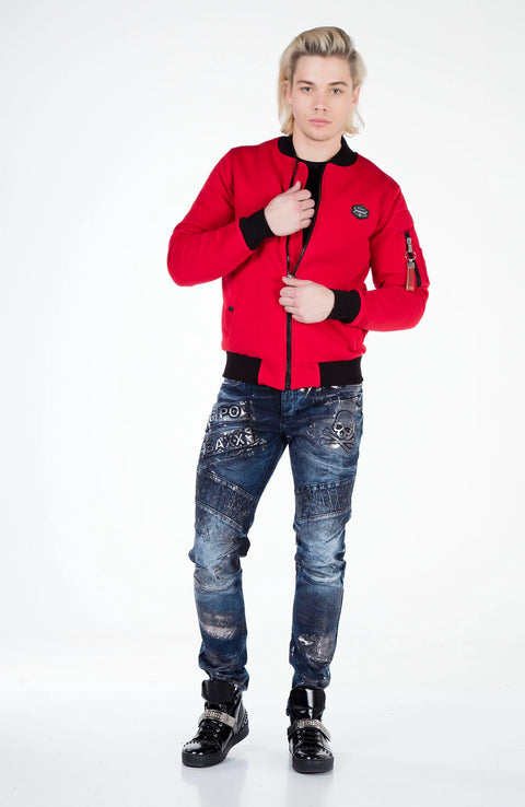 CJ151 College Collar Zippered Short Men's Coat