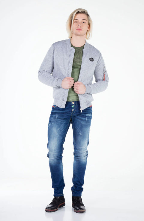 CJ151 College Collar Zippered Short Men's Coat