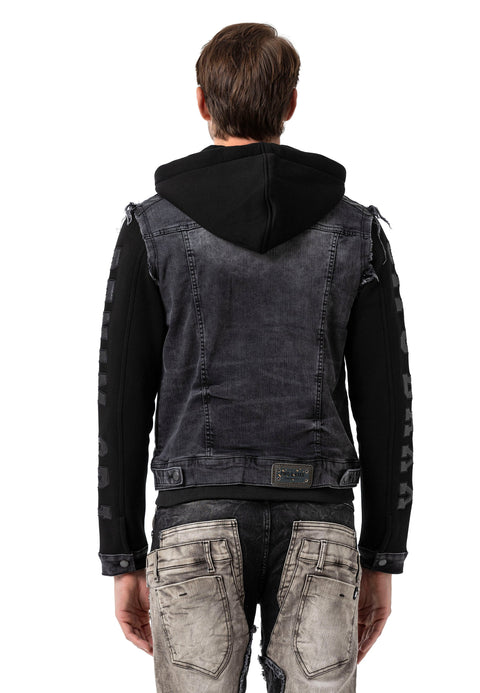 CJ155 denim jacket, hooded sweat jacket in western look