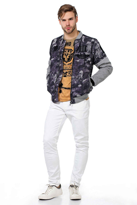 CJ210 Patterned Zippered Slim Summer Men's Jacket