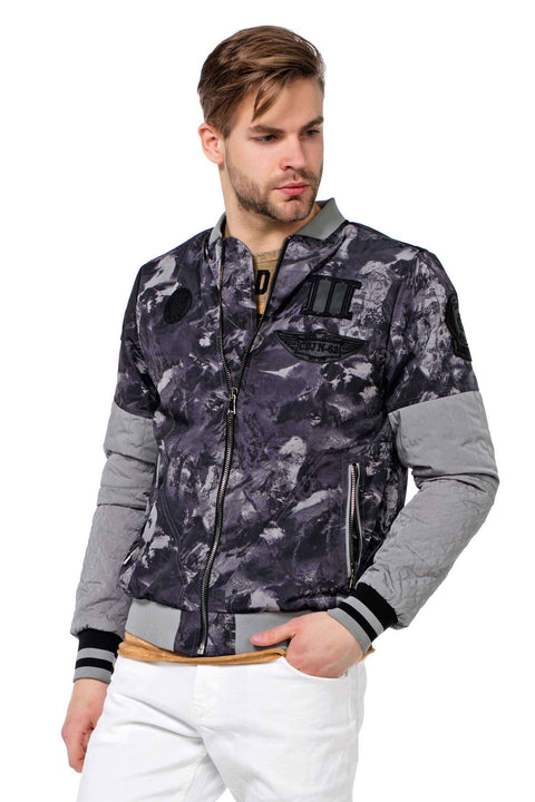 CJ210 Patterned Zippered Slim Summer Men's Jacket
