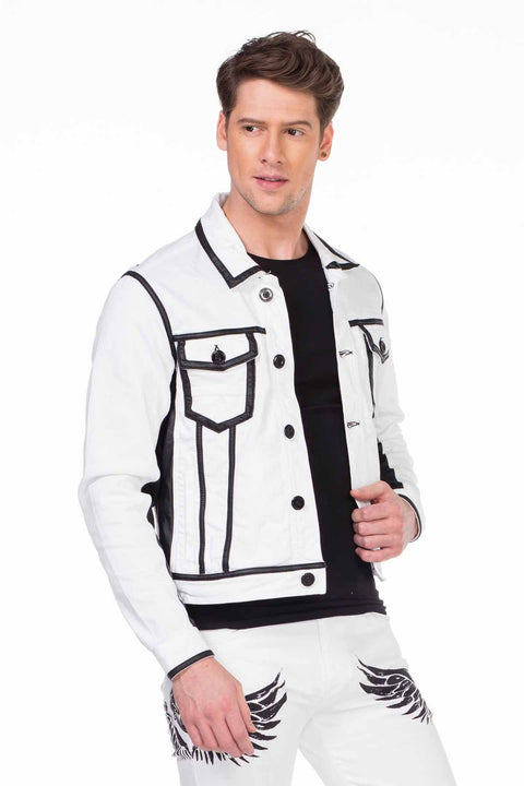 CJ213 Skull Printed Men's Biker Jacket