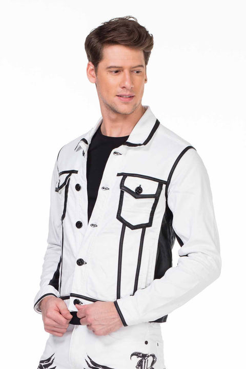CJ213 Skull Printed Men's Biker Jacket