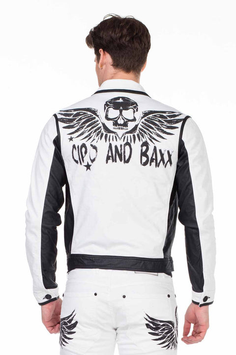 CJ213 Skull Printed Men's Biker Jacket