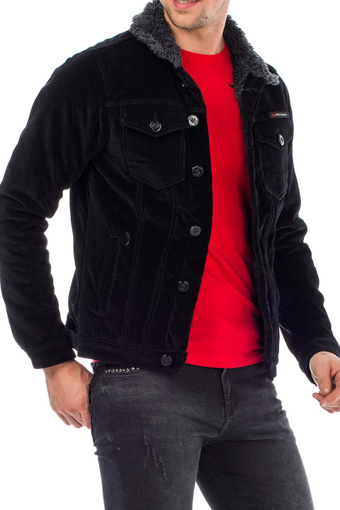 CJ231 Men's Velvet Jacket with Fur Inside Buttons