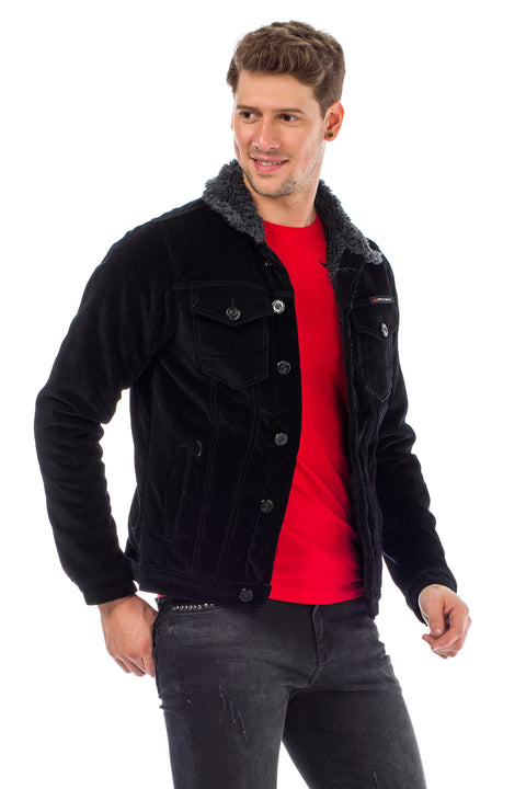 CJ231 Men's Velvet Jacket with Fur Inside Buttons