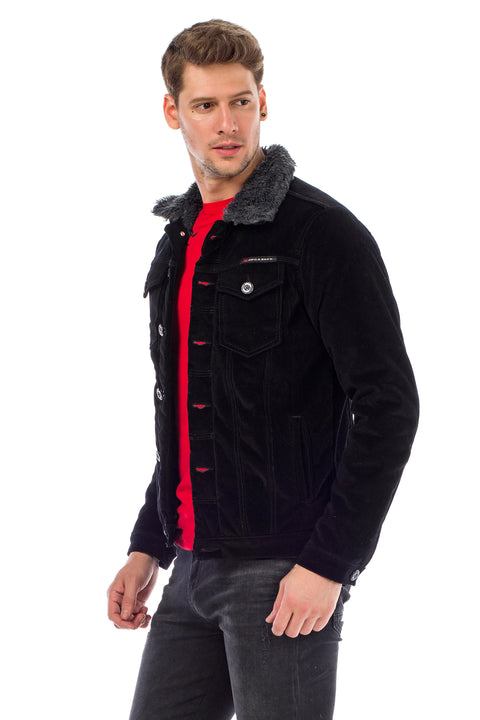 CJ231 Men's Velvet Jacket with Fur Inside Buttons