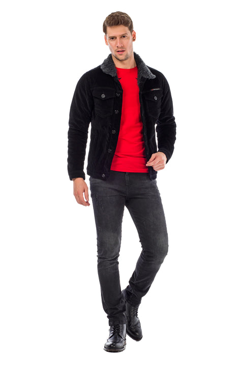 CJ231 Men's Velvet Jacket with Fur Inside Buttons