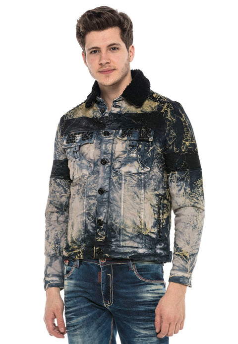 CJ245 Variegated Fur Men's Denim Jacket