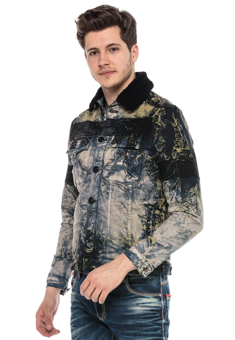 CJ245 Variegated Fur Men's Denim Jacket