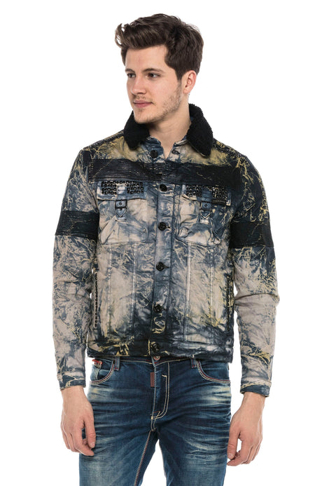 CJ245 Variegated Fur Men's Denim Jacket