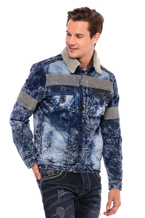 CJ245 Variegated Fur Men's Denim Jacket
