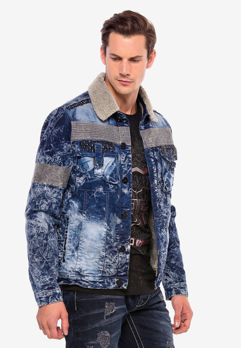 CJ245 Variegated Fur Men's Denim Jacket