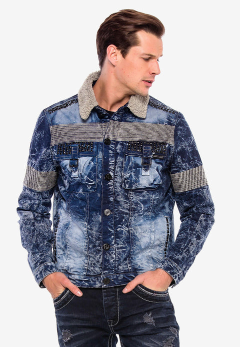 CJ245 Variegated Fur Men's Denim Jacket