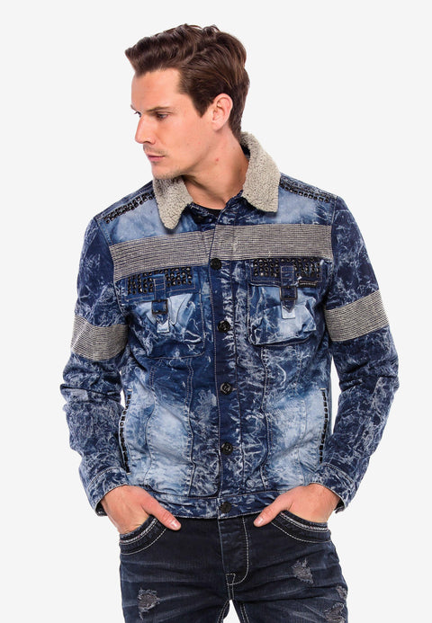 CJ245 Variegated Fur Men's Denim Jacket