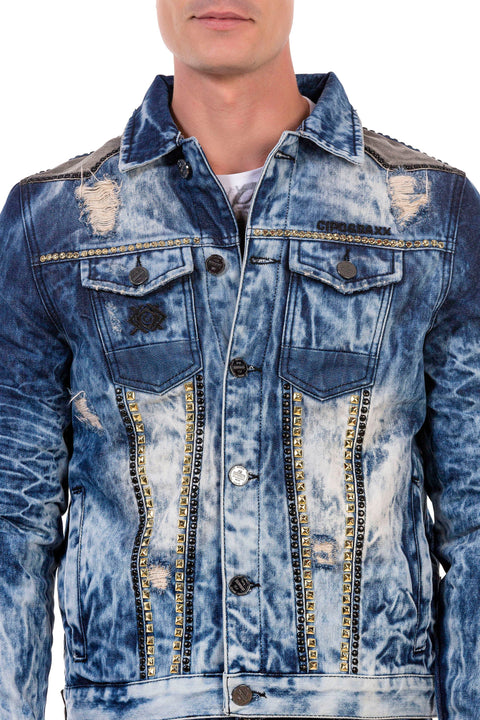 CJ264 Vintage Washed Embroidered Denim Jacket
