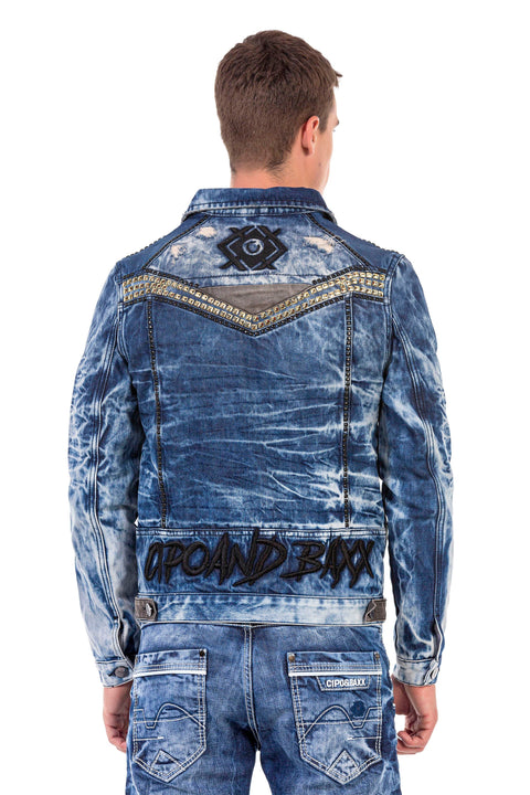 CJ264 Vintage Washed Embroidered Denim Jacket