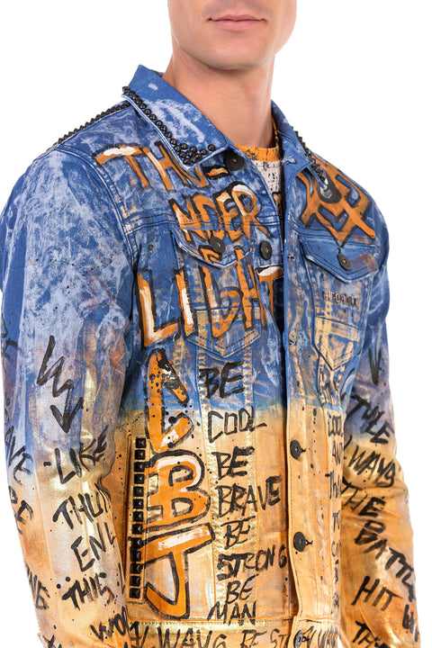 CJ265 Golden Blue Painting Denim Jacket