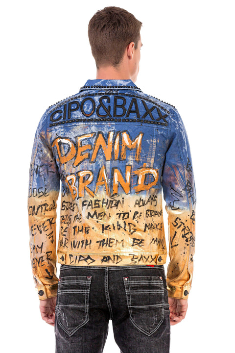 CJ265 Golden Blue Painting Denim Jacket