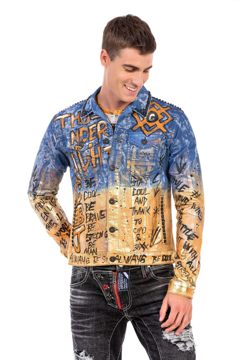 CJ265 Golden Blue Painting Denim Jacket